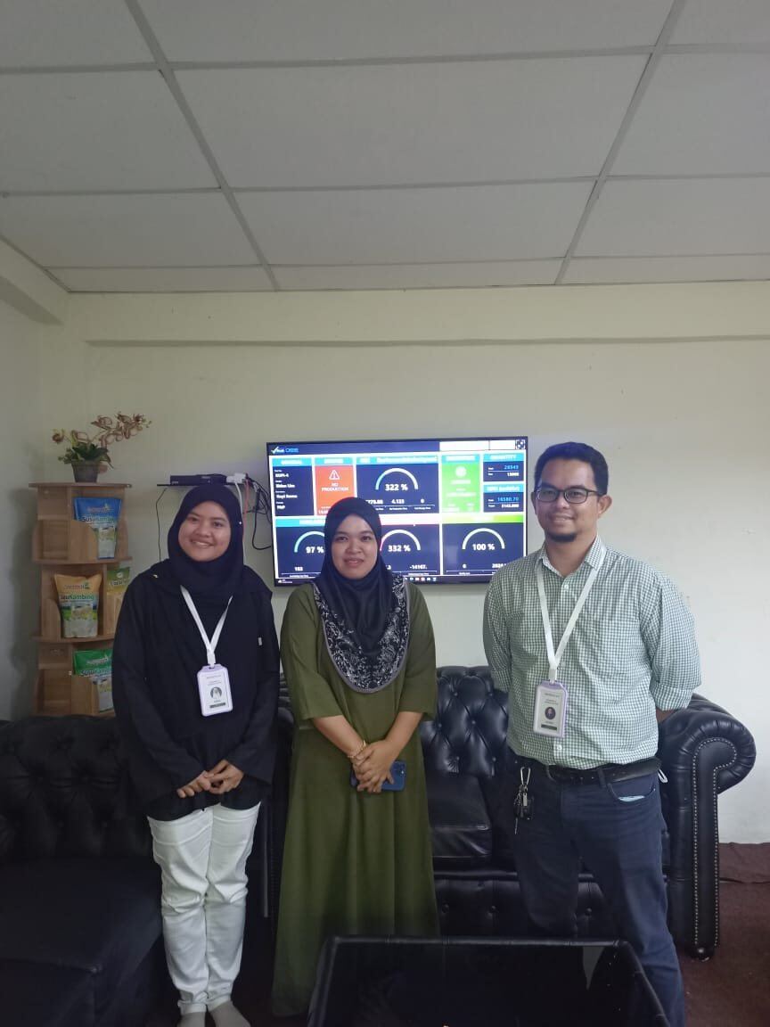 Team photo from a manufacturing site visit with Husni Halim